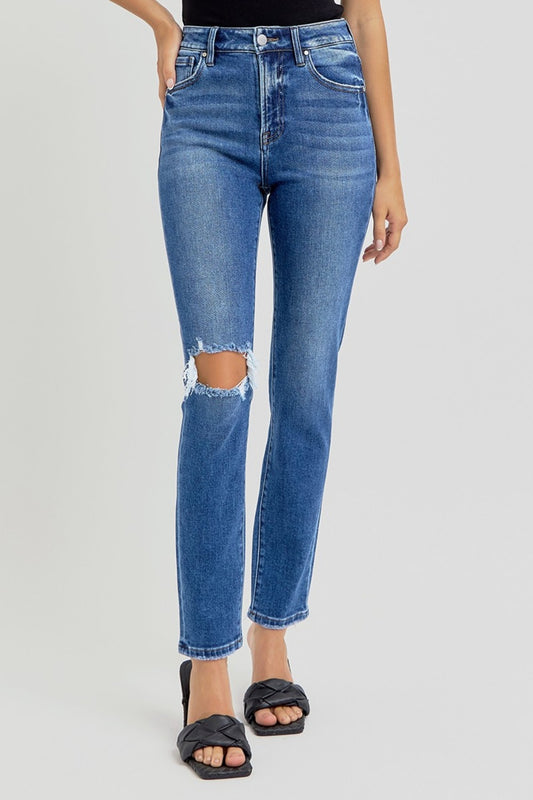 RISEN Full Size High Rise Ankle Skinny Knee Distressed Jeans - Tigbul's Variety Fashion Shop