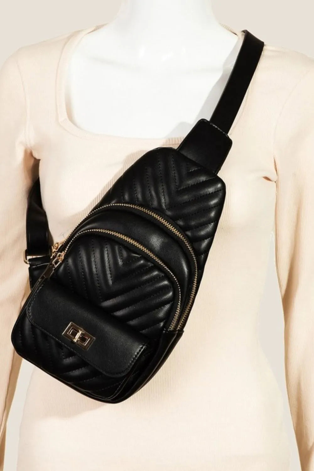 Fame Faux Leather Cushioned Sling Bag - Tigbul's Variety Fashion Shop
