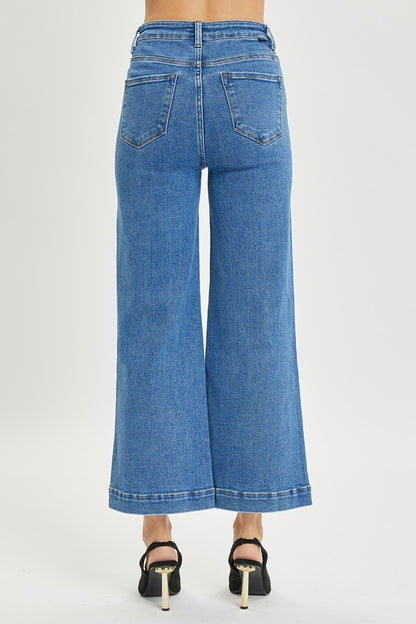 Blue High Rise Wide Leg Jeans - Tigbul's Variety Fashion Shop