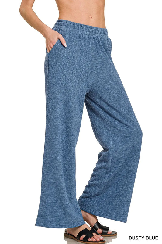 Zenana Cotton Slub Wide Leg Pants - Tigbul's Variety Fashion Shop