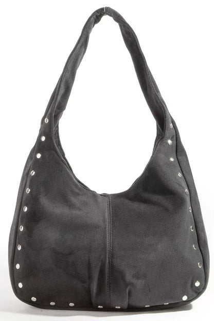 Faux Suede Studded Trim Hobo Bag | Tigbuls Variety Fashion Shop