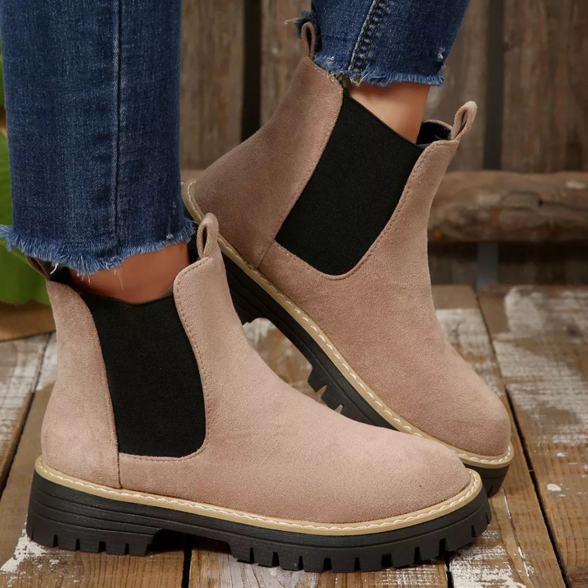 Round Toe Block Heels Boots - Tigbul's Variety Fashion Shop