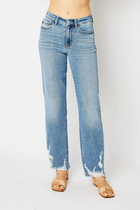 Judy Blue Full Size High Waist Straight Jeans with Heavy Destroy Plus Size - Tigbul's Variety Fashion Shop