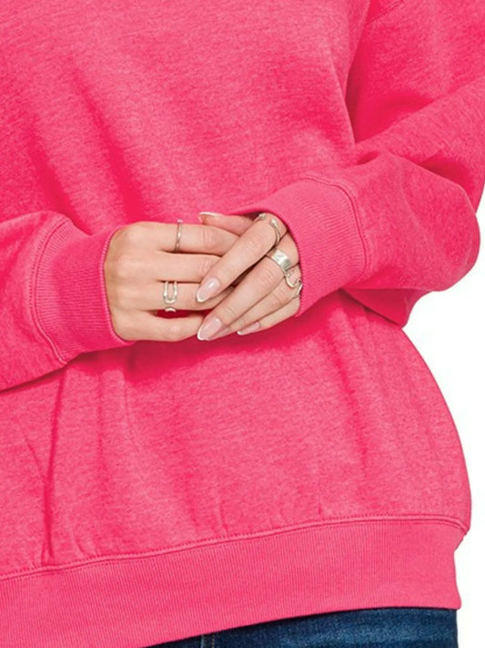 Zenana Fleece Crewneck Long Sleeve Sweatshirt - Tigbul's Variety Fashion Shop