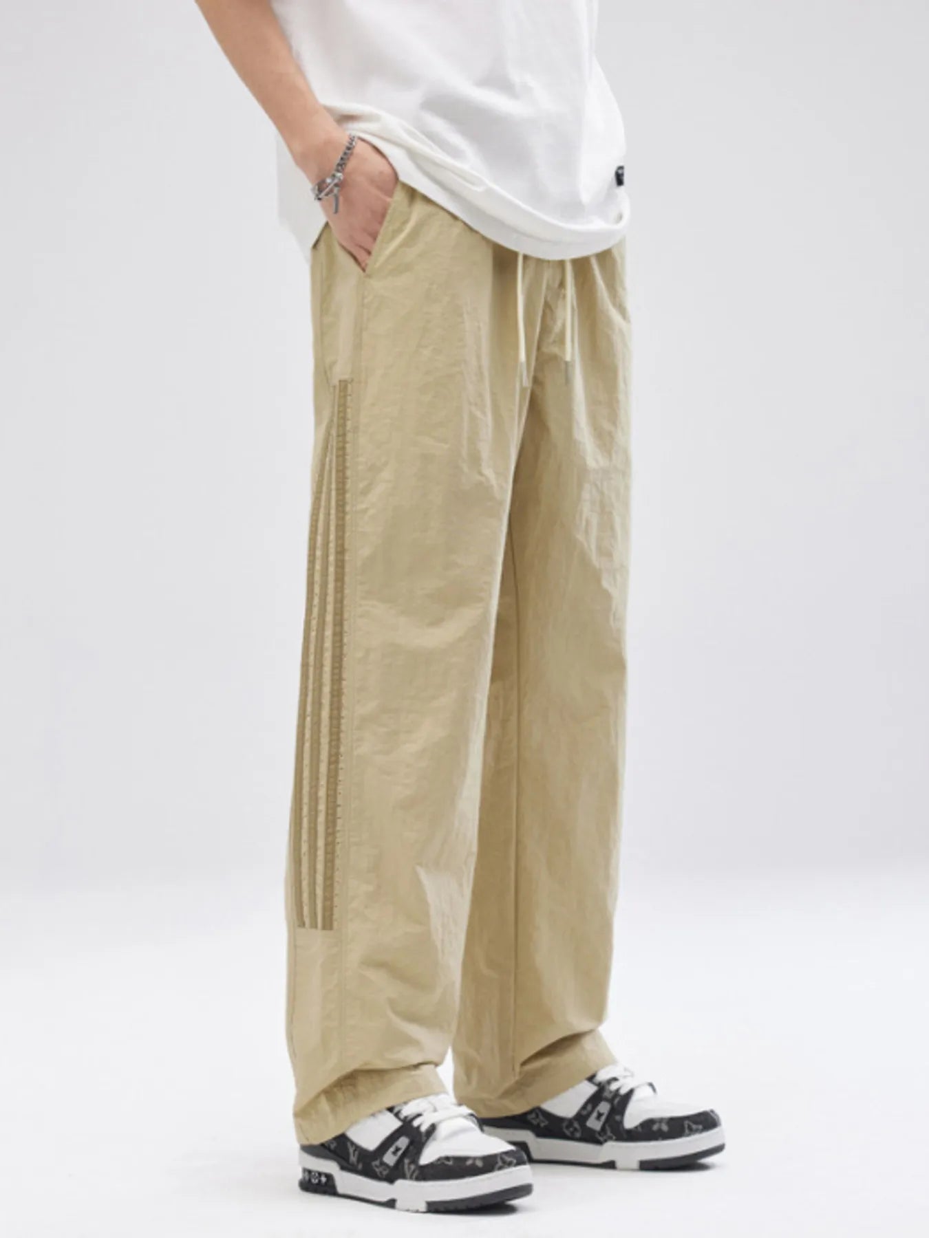 Men's Full Size Striped Wide Leg Pants Plus Size - Tigbul's Variety Fashion Shop