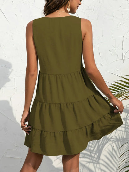 V-Neck Sleeveless Mini Tank Dress - Tigbul's Variety Fashion Shop