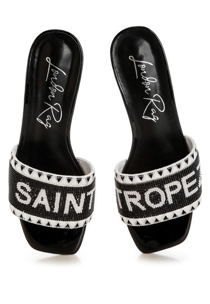 Poshta Saint Tropez Beaded Slip-On Heels - Tigbul's Variety Fashion Shop