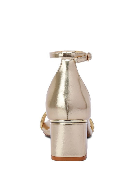 Makena Metallic Block Heel Sandals - Tigbul's Variety Fashion Shop