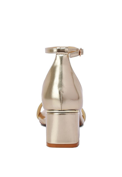 Makena Metallic Block Heel Sandals - Tigbul's Variety Fashion Shop
