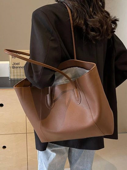 PU Leather Tote Bag - Tigbul's Variety Fashion Shop