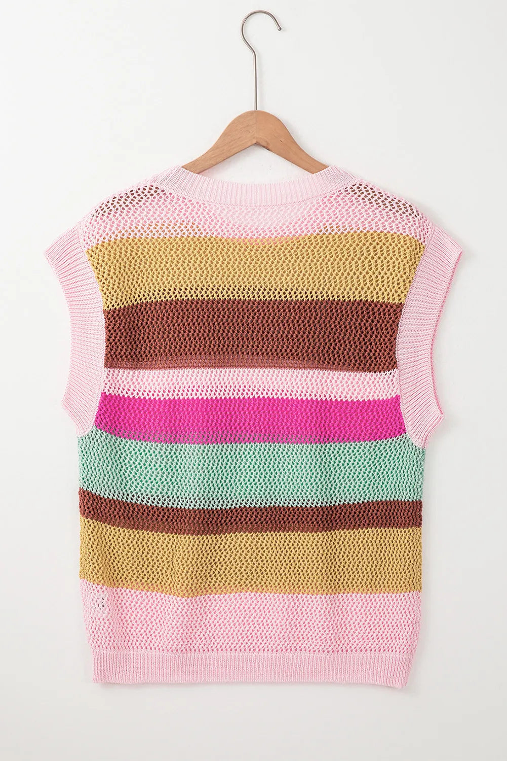 Color Block Round Neck Cap Sleeve Knit Top - Tigbul's Variety Fashion Shop