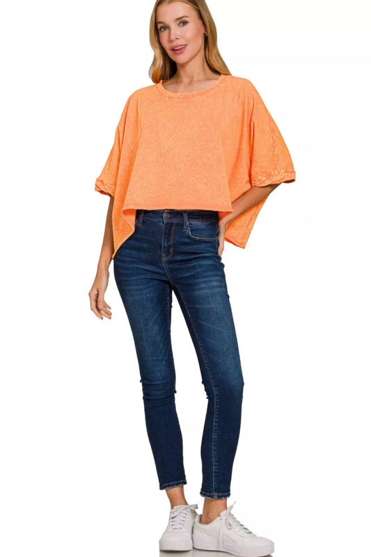 Zenana Premium Cotton Crinkle Wash Oversized T-Shirt - Tigbul's Variety Fashion Shop