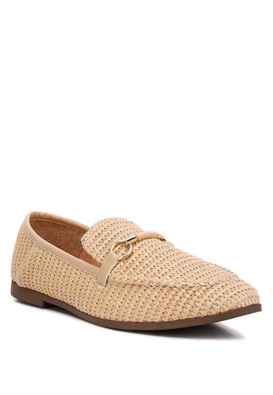 Asher Horsebit Embellished Raffia Loafers - Tigbuls Variety Fashion