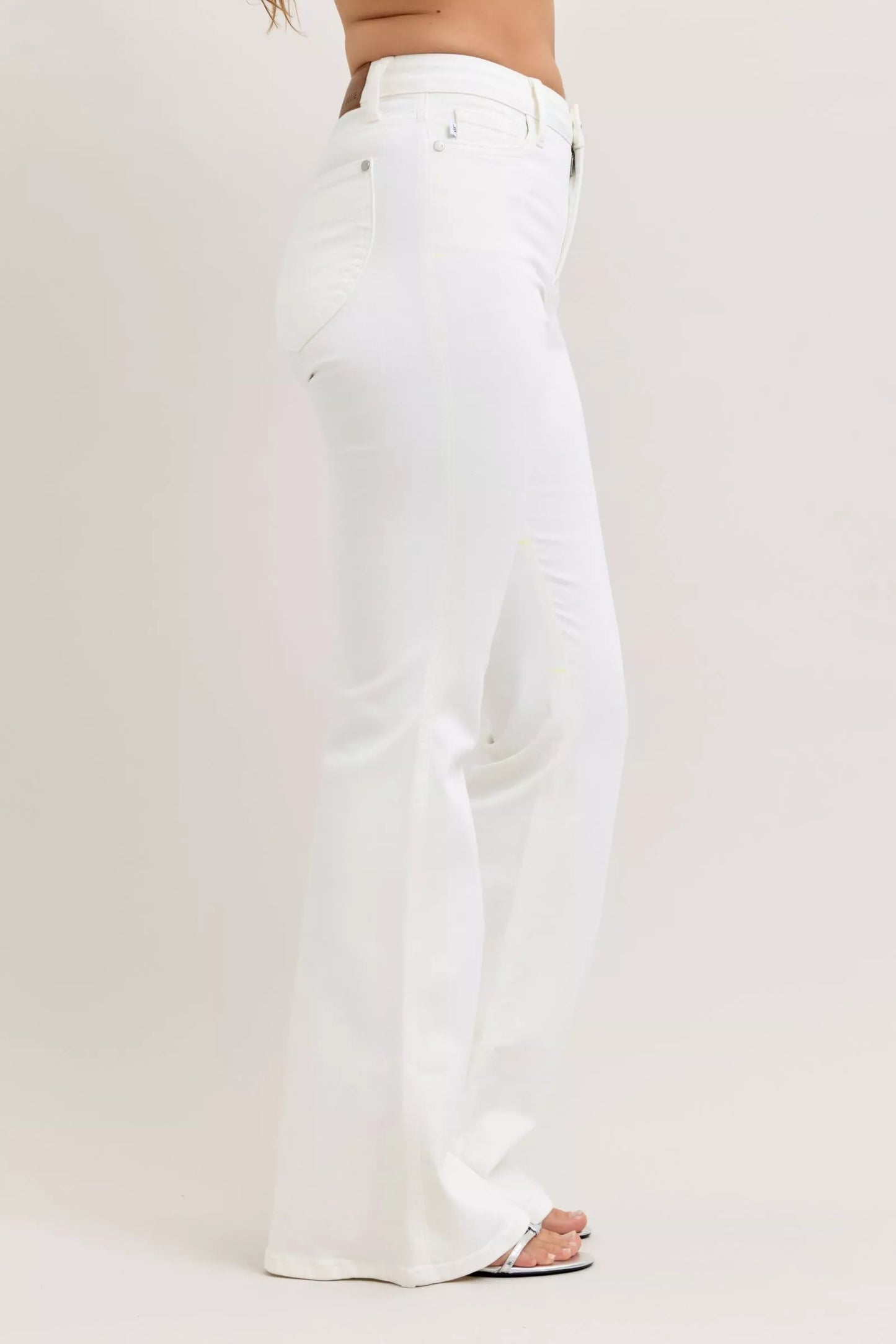 Judy Blue High-Waisted Tummy Control White Flare Jeans - Tigbul's Variety Fashion Shop