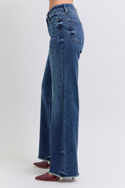 Judy Blue Full Size Raw Hem Mid Rise Jeans - Tigbul's Variety Fashion Shop