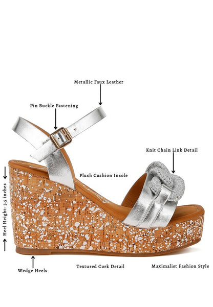Emelda Chain Link Detail Wedge Sandals - Tigbul's Variety Fashion Shop