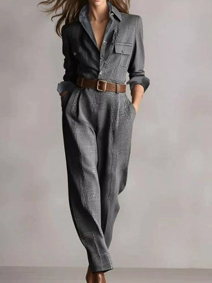 Button Front Long Sleeve Jumpsuit - Tigbul's Variety Fashion Shop