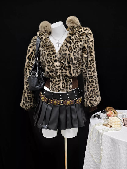 Leopard Faux Fur Hooded Outerwear - Tigbul's Variety Fashion Shop