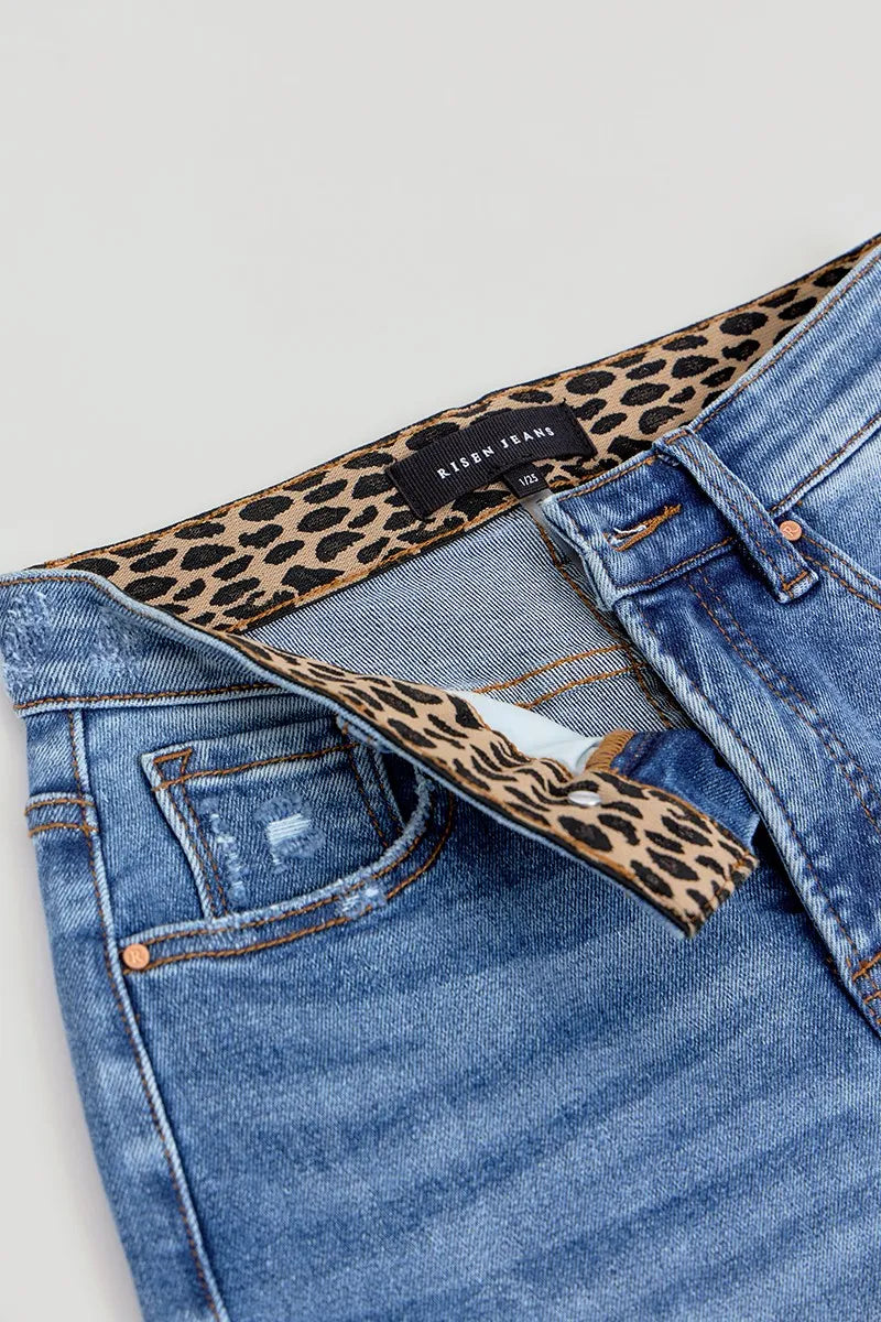 RISEN Full Size Tummy Control Elastic Band High Rise Wide Jeans Plus Size - Tigbul's Variety Fashion Shop