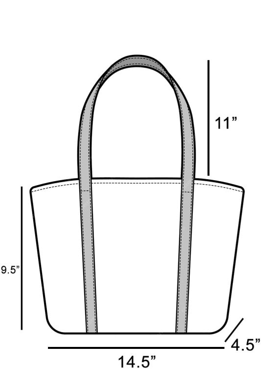 Fame grommet strap shoulder bag size: 14.5"W x 11"H x 4.5"D