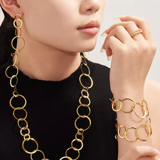 18K Gold-Plated Titanium Steel Round Bracelet - Tigbul's Variety Fashion Shop