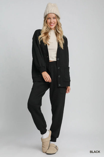 Umgee Button-Up Jacquard Cardigan - Tigbul's Variety Fashion Shop