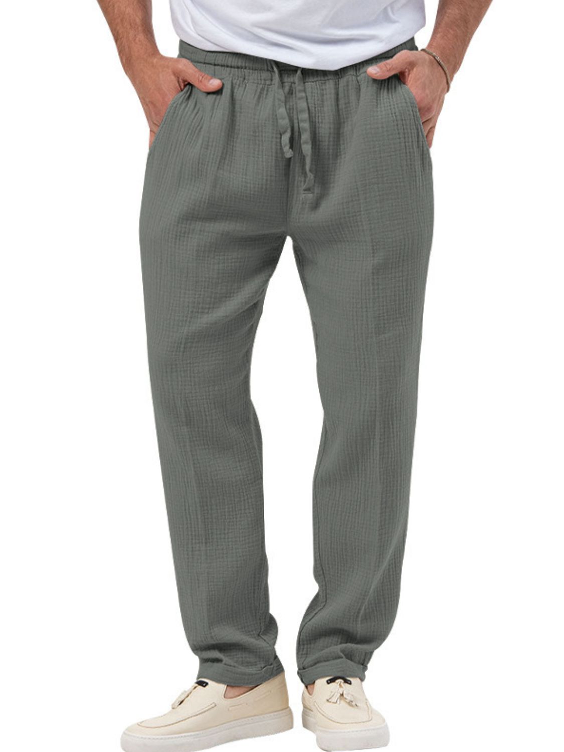 Men's Plus Size Drawstring Texture Pants - Tigbul's Variety Fashion Shop