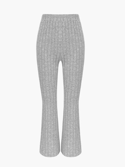 Ribbed Knit Crop Top and Flare Pants Set - Tigbul's Variety Fashion Shop