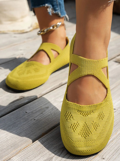 Knit Mary Jane Slip-On Loafers with Strap - Tigbul's Variety Fashion Shop