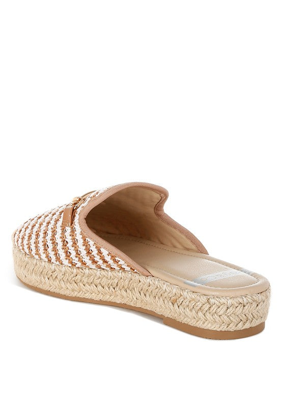 Raffia Slip-On Mule, Innenansicht; offene Fersenpartie, gepolstertes Futter