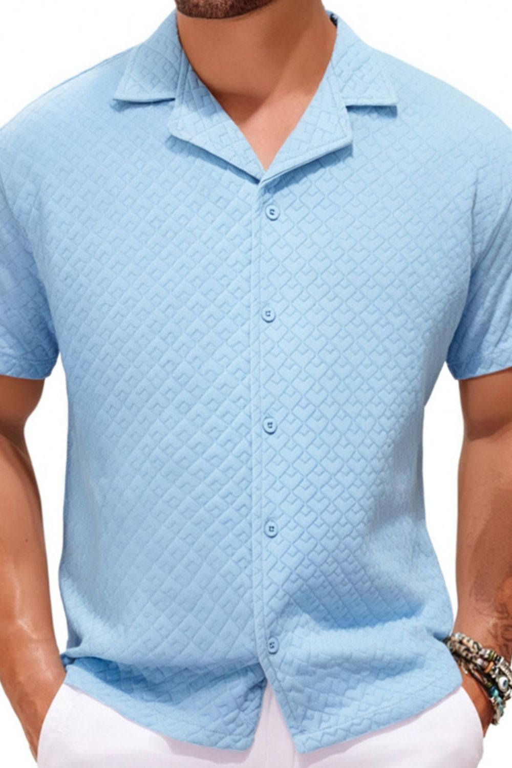 Men's Plus Size Button Down Short Sleeve Shirt - Tigbul's Variety Fashion Shop
