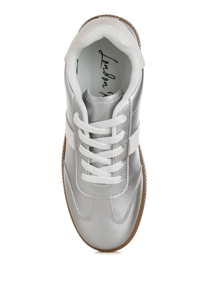 Crossover Lace-Up Metallic Sneaker - Tigbul's Variety Fashion Shop
