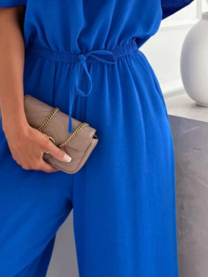 Off-Shoulder Ruffled Wide Leg Jumpsuit - Tigbul's Variety Fashion Shop