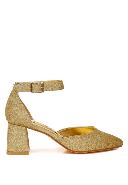 Taznia Glitter Block Heel Sandals - Tigbul's Variety Fashion Shop