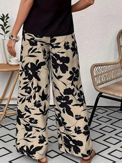 Printed Wide Leg Casual Pants - Tigbul's Variety Fashion Shop