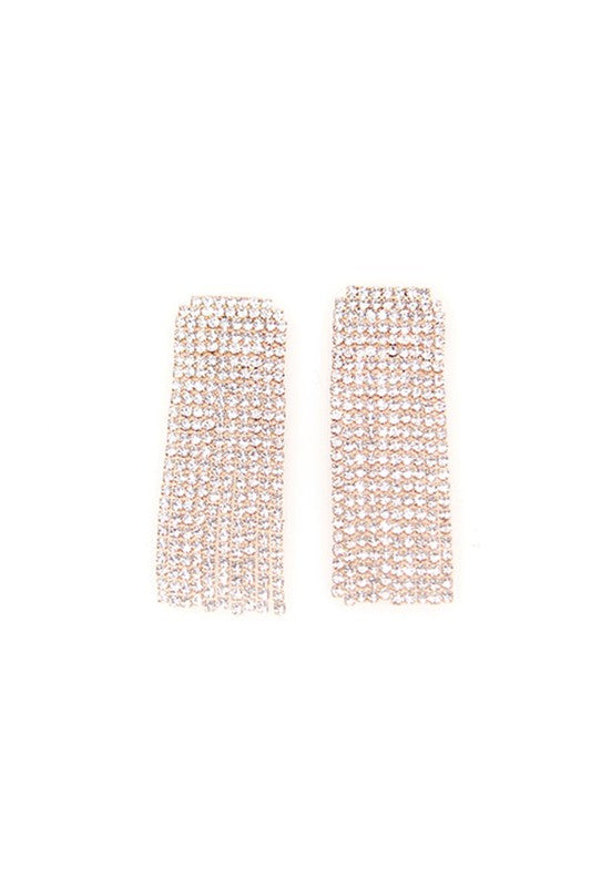 TASSEL RHINESTONE SHORT STUD EARRINGS - Tigbul's Variety Fashion Shop
