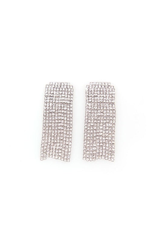 TASSEL RHINESTONE SHORT STUD EARRINGS - Tigbul's Variety Fashion Shop