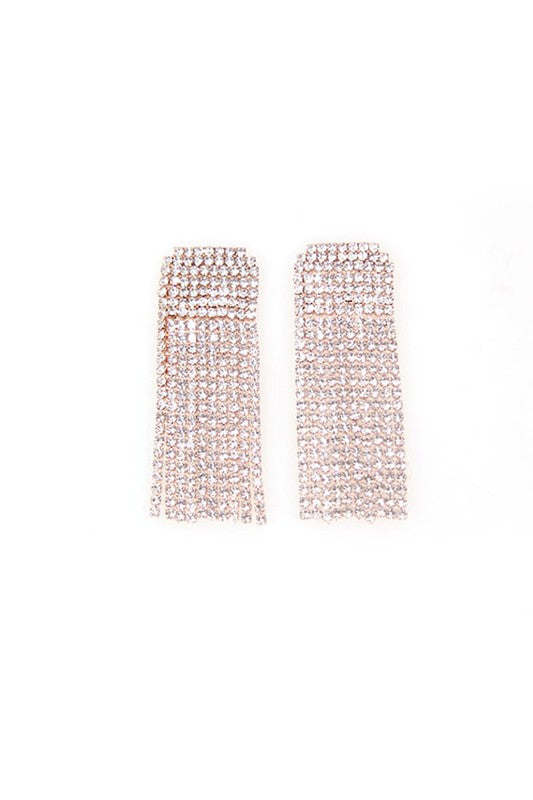 TASSEL RHINESTONE SHORT STUD EARRINGS - Tigbuls Variety Fashion