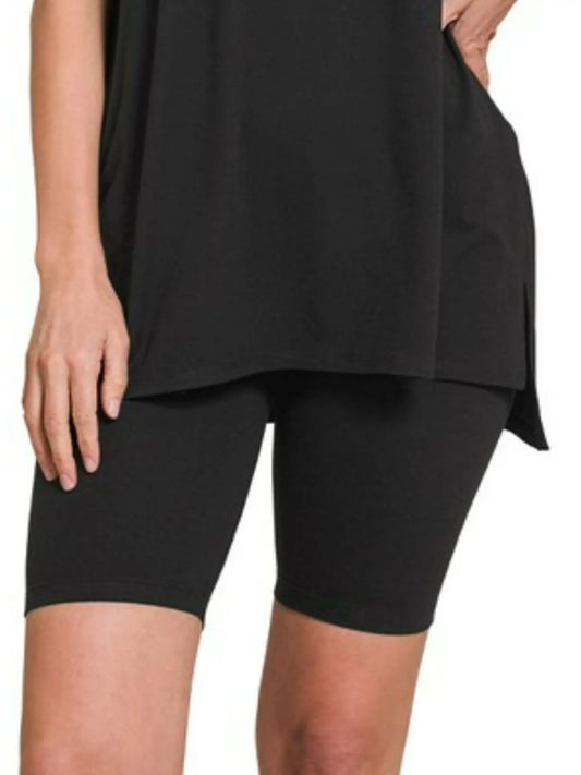 Zenana Brushed Dty Microfiber Round Neck Top and Biker Shorts Set - Tigbul's Variety Fashion Shop