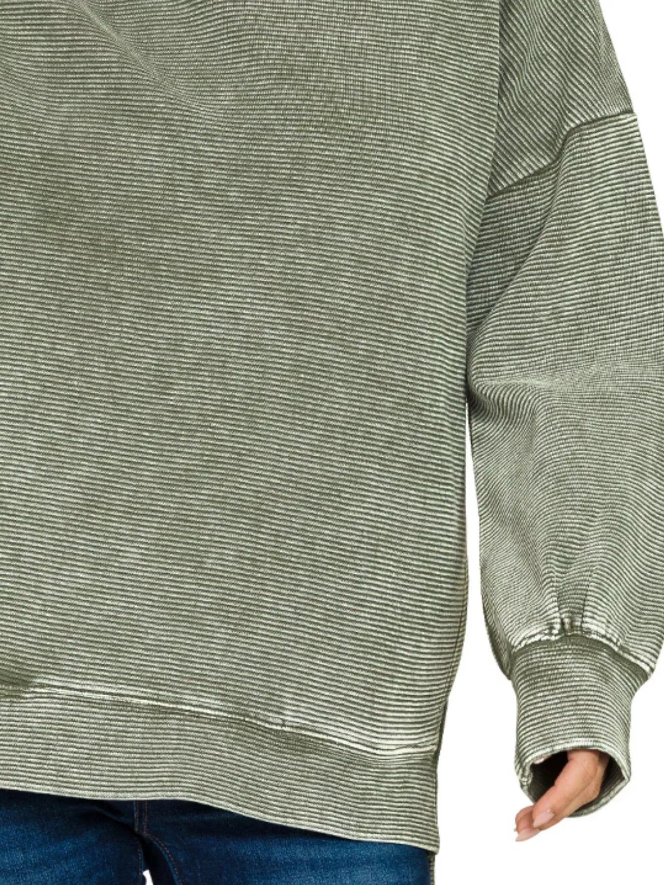 Zenana Full Size Acid Washed Double Ribbed Hi-low Sweatshirt Plus Size - Tigbul's Variety Fashion Shop
