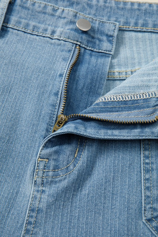 Plus Size Denim Textured Patch Pocket Jeans - Tigbul's Variety Fashion Shop