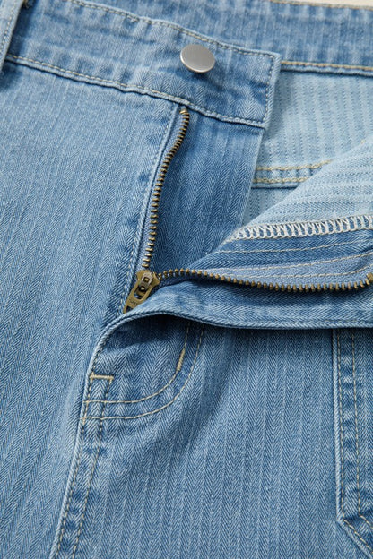 Plus Size Denim Textured Patch Pocket Jeans - Tigbul's Variety Fashion Shop