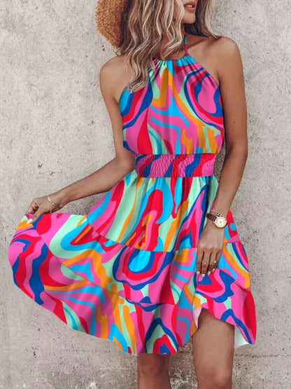 Paisley Print Halter Neck Mini Dress - Tigbul's Variety Fashion Shop