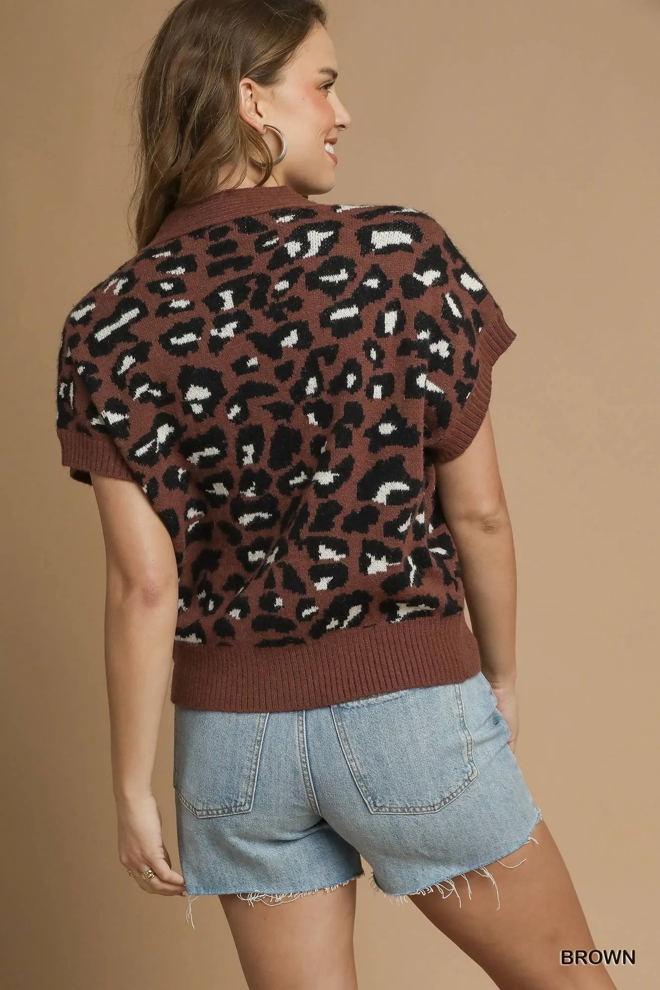 Umgee Leopard Button Down Short Sleeve Cardigan - Tigbul's Variety Fashion Shop