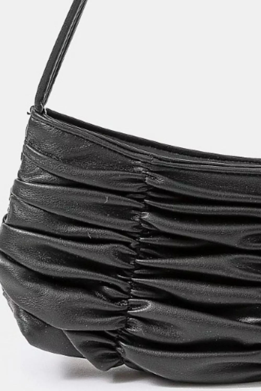 Fame Segmented Pleated Faux Leather Hand Bag - Tigbul's Variety Fashion Shop