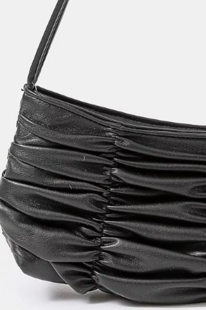 Fame Segmented Pleated Faux Leather Hand Bag - Tigbul's Variety Fashion Shop