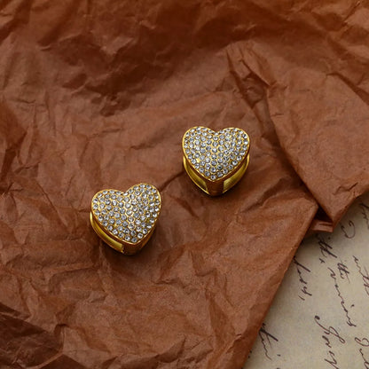 Gold Color Heart-Shaped Stud Earrings | Tigbuls Variety Fashion
