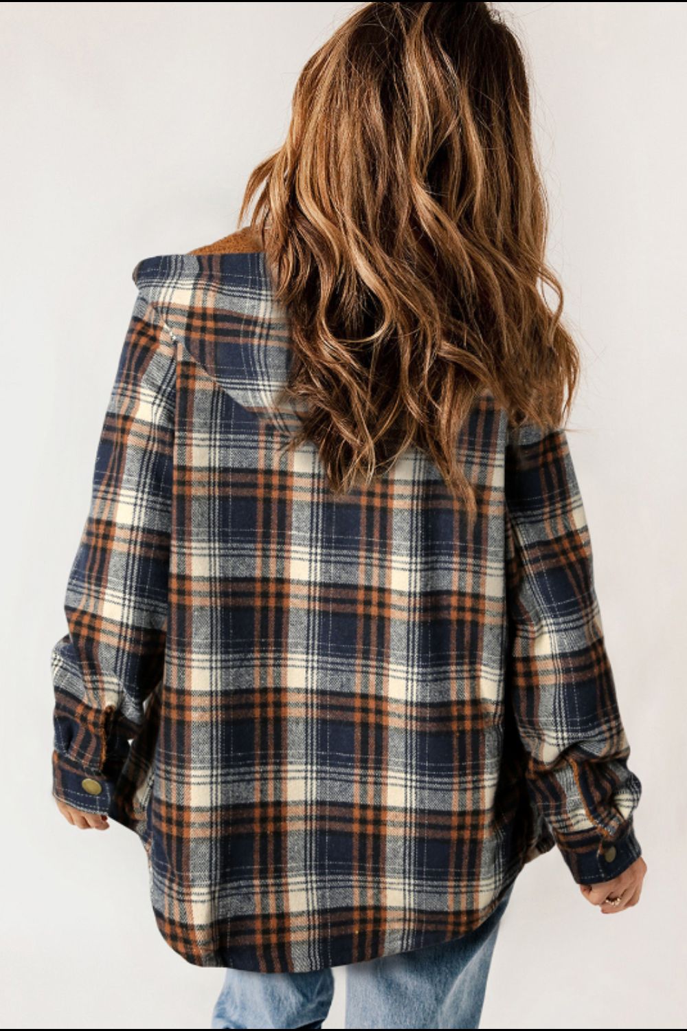 Plaid Button Up Long Sleeve Hooded Jacket - Tigbul's Variety Fashion Shop