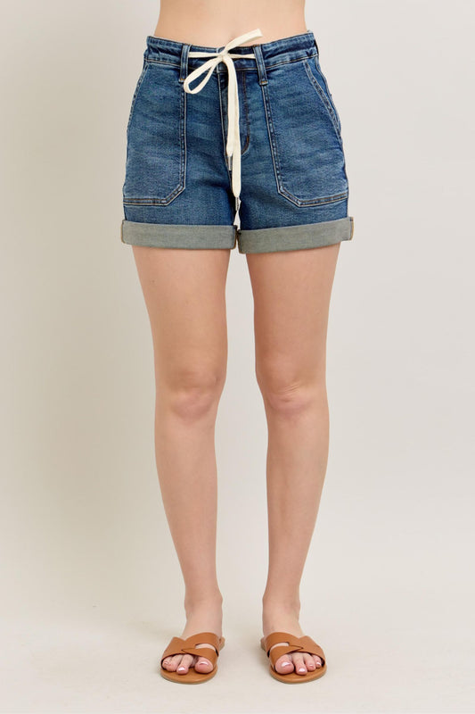 Judy Blue Full Size High Rise Cuff Denim Shorts Plus Size - Tigbul's Variety Fashion Shop