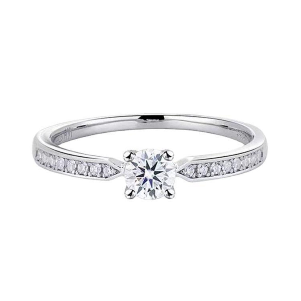 925 Sterling-Silberring mit rundem Moissanit und Pavé-Zierleiste
